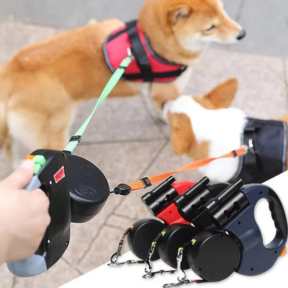 Retractable Dual Dog Leash 360 with LED Light