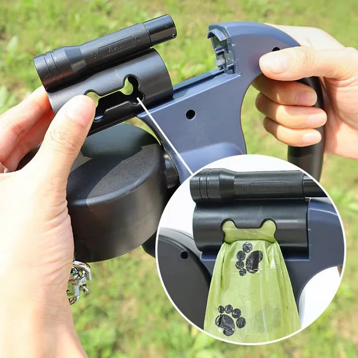 Retractable Dual Dog Leash 360 with LED Light