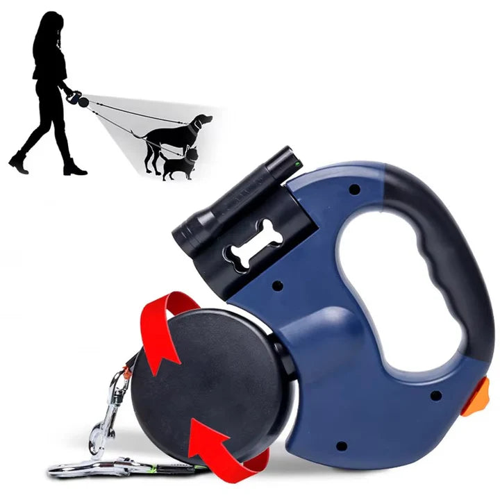 Retractable Dual Dog Leash 360 with LED Light