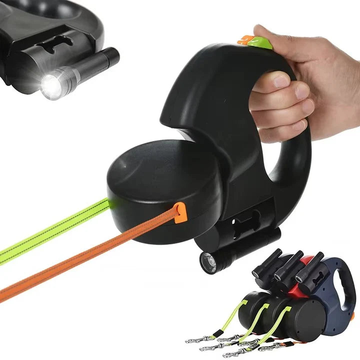 Retractable Dual Dog Leash 360 with LED Light
